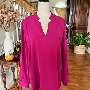 Chico’s Fuschia blouse with Mandarin collar